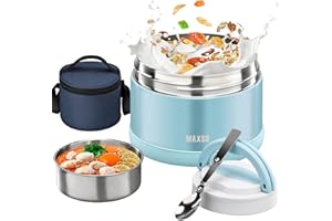 Itslife Termo para Comida 700 ml, Contenedor Térmico, Inoxidable Recipiente Térmico para Comida con Cuchara Plegable, Mantiene la Comida Caliente y Fría (Azul)