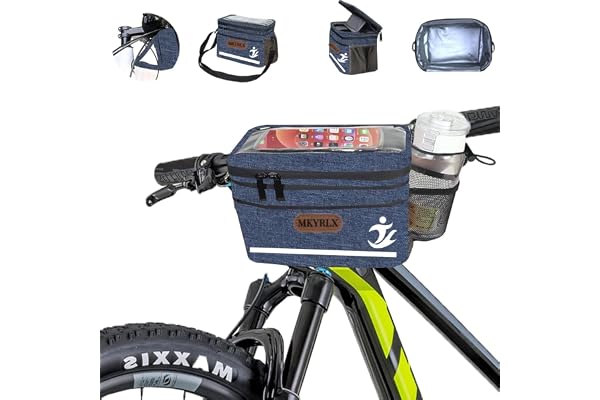 MKYRLX Sacoche Vélo 5L Imperméable – Sac Guidon avec Support Téléphone Étanche, Compartiment Isotherme pour Repas, Bandoulière Amovible, Idéal Cyclisme, Travail