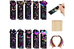 Coicok 40 Piezas Marcadores Libros, Creativas Rascar Papel Magic Marcadores de Libros, Detalles Cumpleanos Ninos, DIY Etiquetas de Regalo para Estudiantes y Niños, Regalos Cumpleaños Niños Colegio