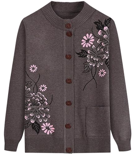 Cardigan Lavorato A Maglia Donna Con Tasche - Maglione Aperto Maniche Lunghe Per Mamma E Nonna (Grigio, Taglie Dalla 40 Alla 65 Kg) - Autunno Inverno