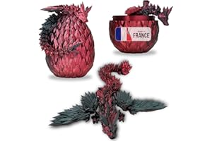 KOALA STUDIO Dragon Articulé Ailé et Son Oeuf Imprimé en 3D Décoration Univers Fantastique Fidget Toy Jouet Idée Cadeau Unique Décoration d'Intérieur Maison Chambre Salon Enfant (Noir Rouge)
