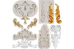 MYPRACS Set di 4 stampi in silicone a forma di merletto in stile barocco con pizzo a forma di fiore, decorazioni per torte, decorazioni per cupcake, pasta di gomma, pasta di gomma, cioccolato,