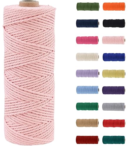 POPOYU Cordon En Coton Naturel Pour Macramé - 2 Mm - 100 M - Sans Produits Chimiques - Pour Loisirs Créatifs, Macramé, Emballage Cadeau, Décoration De Noël Et De Mariage - Orange