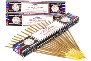 BOOGHE Satya Nag Champa Black Opium 100% naturalne kadzidełka, ręcznie robione kadzidełka, używane do łagodzenia stresu, duchowego wystroju, rozmazywania i medytacji