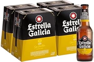 Estrella Galicia Sin Gluten - Cerveza Lager Sin Gluten, Pack de 24 Botellas x 25 cl, Sabor Neutro y Ligero, Aroma a Cebada y Malta, 5,5% Volumen de Alcohol