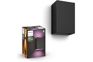 Philips Hue White & Color ambiance RESONATE, Applique murale extérieure noire, Luminaire Philips compatible avec Alexa, Google Assistant et Apple Homekit