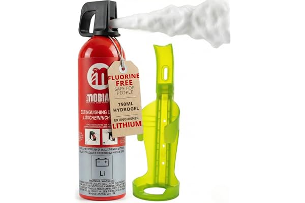 notlok Safety Work 750 ml brandsläckare för elektriska bränder utan PFAS | väggfäste, Hudvänlig brandsläckningsspray för litiumbatterier & bilbatterier, utan fluor, Skumbrandsläckare för hemmet, bil