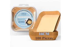 Fishoney Papier Cuisson, Papier Cuisson Feuilles, Papier Cuisson Air Fryer, Papier Sulfurisé, Papier Sulfurisé Carré Jetable Revêtements, Imperméable Résistant à I'huile Papier (16cm/100pieces)