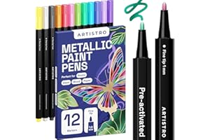 ‎ARTISTRO Artistro 12 Metallic Marker Stifte Metallischen Marker mit Feine Spitze, Metallic-Acrylfarbstifte, Acrylstifte verschiedene Oberflächen - Multimarker Acryl für Kinder & Erwachsene