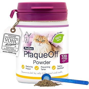 ProDen PlaqueOff 40g Powder for Cats, 100% Natural Tooth Care Powder, Protects Against Bad Breath, Helps with Tartar and Plaq