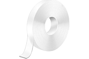 PIMOYS Scotch Double Face Extra Fort, 5M x 2CM x 2MM Scotch Transparent Lavable, Réutilisable Ruban Adhésif Accroche Tableau Sans Percer pour Cadre Photo Tapis