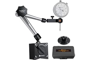 Neoteck Comparateur à Cadran 0–20 mm avec Base Magnétique Support Articulé à 3 Joints 80 kg pour Mesure de Précision Ensemble Professionnel pour Fraiseuse CNC Imprimante 3D Atelier Mécanique - Blanc