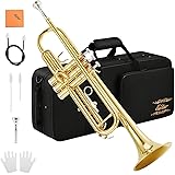 Eastar Tromba Standard Bb Set per Principianti, Strumento Tromba Studente in Ottone con Custodia Rigida, Kit di Pulizia, Bocc