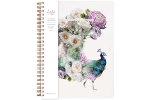 LOLA DESIGN LTD Lola Design - Wildlife Botanical Spiral Notebook - Planners & Organisers - Cute Stationery - Peacock Notebook 255x205mm