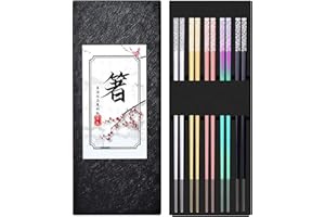B DYBOHF Palillos chinos acero inoxidable, （5 Pares）japoneses metal Sushi palillos regalo principiante Corea, restaurante Reutilizable lujoso palillos (palillos de colores)