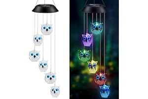 icyant Campanelli eolici Solare, Gufo di cristallo Campane Vento Solare Che cambiano Colore Luce LED Usato per il regalo di compleanno della nonna della mamma del giardino del prato del patio interno