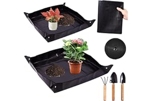 ‎SEWOKON Sewokon 2pcs Pflanzmatte, Umtopfmatte, Pflanzunterlage, Pflanzenmatte, Gartenmatte, Potting Mat, Faltbare Wanne, 100cmx100cm