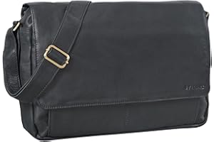 STILORD 'Lonzo' Bolso de hombro de piel estilo vintage para hombre y mujer Bolso de mensajero o bandolera para portátil de 15,6 pulgadas de auténtico cuero