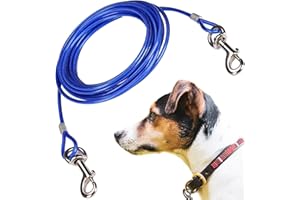 FOZUANEI Out Cable Dog Tie, 3M Heavy Duty Dog Lead Line, Blue Out Chew Proof with 360° Swivel Hook, Pet Tie Out Cable Suitable for All Pet