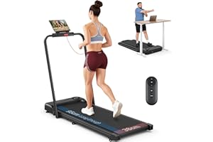 THERUN Folding Treadmill for Home, 2.5HP Under Desk Treadmill w/Remote and LED Display, Foldable Walking Pad w/ 3 Countdown Modes & Comfortable Running Belt, 1-10KM/H, No assembly