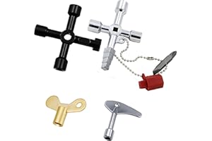 WeqeYent Kit de 4 clés utilitaires, assortiment d'atelier pour radiateur, boîte de compteur, clé multifonctionnelle 4/7 voies, clé de purge de radiateur, clé triangulaire pour eau, gaz, électricité