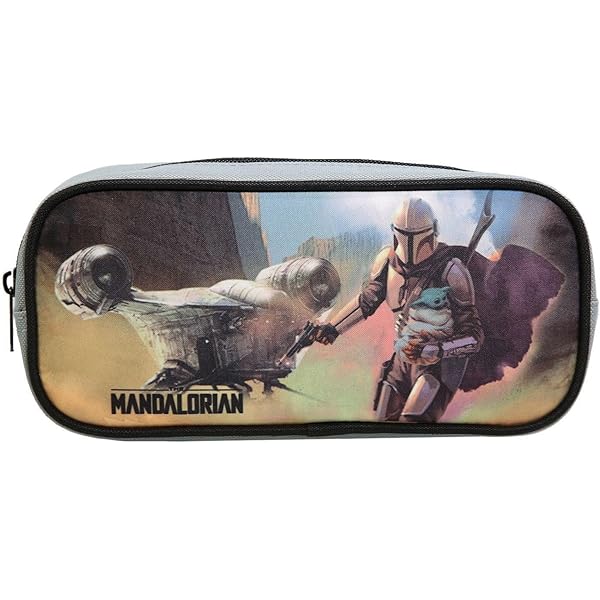 Cartable Enfant Primaire 38 Cm Bagtrotter - Cartable Star Wars The Mandalorian 38cm - Noir Et Gris - Compartiments Multiples, Bandes Réfléchissantes Cartable Robuste Garantie 10 Mois