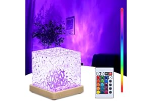 ALFFREUDE Lampe à Vague Lampe Aurore Boréale Cube 3D Nuit Lumière avec Volant De L'eau avec Lampe De Projection Cristal à 16 Colo Télécommande Convient à la Décoration des Environnements