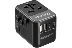 Hotimy Adaptateur Prise Universelle, Prise Internationale de Voyage avec 2 USB C, 2 USB A et 1 Prise Universelle 2500W, Double Fusible 10A, Adaptateur Universel de Voyage pour EU UK USA Australie