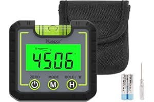 Inclinometre, HUEPAR Inclinomètre Numérique Magnetique 0 * 360 ° Niveau Numérique Électronique Arrêt Automatique, LCD et Rétroéclairage, avec à bulle Pour Menuiserie, Bâtiment, Automobile, Maçonnerie