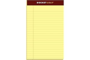 Tops Docket Gold Writing Pads, 5" x 8", Jr. Legal Rule, Canary Paper, 50 Sheets, 6 Pack (99704)