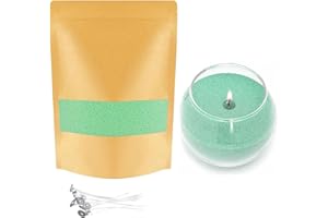 TUMYBCC Pearled Candle Sand Making Kit - 10 Colors Candle Making Kits for Adults with 5 Pcs Wicks - Refillable Sand Pearled Candle Wax Pearl Granules Powder for DIY Candles Making (100g Light Green)