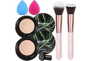 ‎HILARECO 2 Stück Pilzkopf Luftkissen CC Creme,Mushroom Head Air Cushion CC Cream, Aufhellung CC Flüssige Grundierung,Make Up Foundation Pinsel and Puder Pinsel, Make up Schwamm Set (Natural)