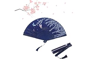 HEAWAA Damski składany wachlarz, składany wachlarz bambusa w chińskim stylu vintage do dekoracji na urodziny, wesele, przyjęcie prezent