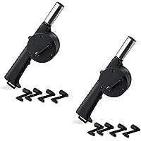 Relaxdays, schwarz Grillgebläse manuell, 2er Set, handbetriebene Anzündhilfe, BBQ Grillföhn mit Kurbel, Kohle Anzünder