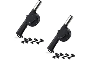 Relaxdays Manual Barbecue Blower Set of 2 Hand Operated Ignition Aid BBQ Barbecue Hair Dryer with Crank Charcoal Lighter, Black 10026993