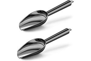 Homikit Eisschaufel 2er set, Edelstahl Schwarz Futterschaufel Mehlschaufel Abwiegeschaufel für Küche, Bar, Hochzeit, Buffet, Party, Hochwertige & Spülmaschinenfest, 3 Unzen