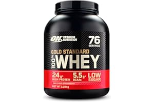 Optimum Nutrition Gold Standard 100% Whey, Protéine en Poudre, Goût Fraise Délicieuse, 2.28kg, 76 Doses