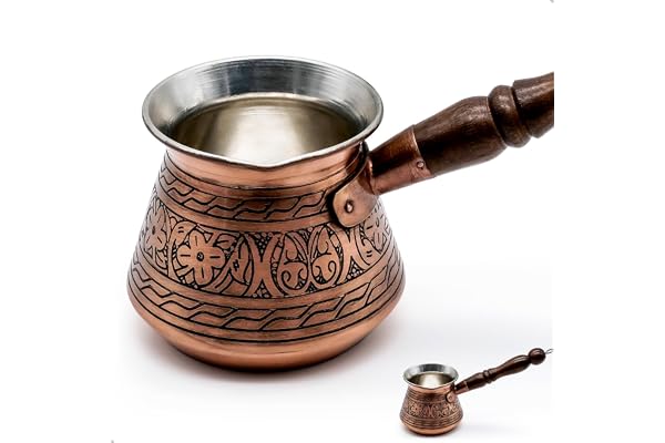 450 ml handgjord mockakanna av 2 mm tjock koppar graverad – turkisk kaffekanna – turkisk kaffekokare – Cezve – Ibrik – Briki – Turkish Coffee Pot – Moka Pot – kopparkanna – för 5 personer.