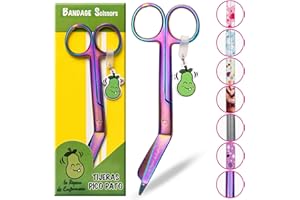 La Repera de Enfermera® Tijeras Enfermería - Tijeras Pico de Pato Punta Roma Acero Inoxidable | Punta Redonda Profesional | Regalos de Enfermería y Accesorios Enfermera TCAE (RAINBOW DREAM)