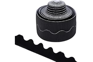 HILEYU 15M/Rolls Corrugated Display Borders for School Classroom Decorations,Black Border Rolls for Displays Border Rolls Corrugated Backing Paper for Wall Displays School Black