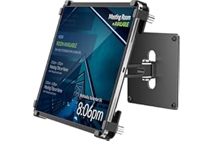 AboveTEK Tablet Wall Mount, Anti-Theft iPad Mount with Locking Enclosure for 9.7"-13" Screen, Heavy-Duty Aluminum Kiosk for Business POS Display, Adjustable 360° Swivel & Tilt VESA Mount-Black