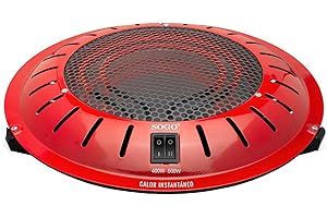 SOGO Calefactor Brasero Eléctrico de Suelo o Mesa con 2 Resistencias de Cuarzo Independientes - Calor Instantáneo y Consumo Regulable 400W/500W- Diseño Moderno y Seguro para Hogar u Oficina