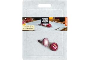 Moritz & Moritz Tablas para corte con Estampado de Granito 36 x 27,5 cm - Tablas Cortar blanca con Tacos Antideslizantes, asa de Agarre y Borde Antiderrames - Tabla de cocina - Tabla para cocina