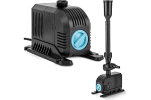 Teicher Teichpumpe FP-1500 [25 W, 1500l/h] Springbrunnen für Außen, Springbrunnenpumpe inkl. Aufsätze & Filter Schwamm | Teich Miniteich, Wasserspiel, Fontänen, Bachlauf, Wasserfall Pumpe aussen klein