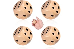 AOZUO Juego de 4 Dados Grandes de Madera Natural de 30 mm para Enseñanza, Juegos de Mesa y Fiestas