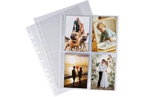 GOSIRM 20 Stück Postkarten Hüllen DIN A4 (4x Din A6), 130 µ Klarsichthüllen A4 Stabile Sammelhüllen 10,8 x 15,2 cm Fotohüllen Prospekthülle, Ordnungshüllen Glasklar für Postkartenhüllen