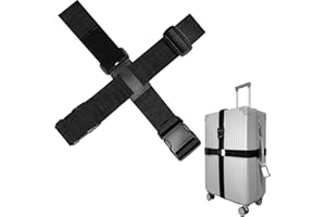 JYSDCXC pas zabezpieczający do bagażu, czarny, regulowany pas bagażowy z zawieszką i tabliczką adresową do bezpiecznego podróżowania