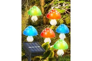 KALAHOL Mushroom Outdoor Solar Garden Lights 8 Modes Solar Powered Mushroom Lights Outdoor IP65 Waterproof Decorative Ornaments for Easter Pathway Backyard Fence (Set of 6)