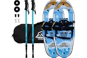 FunWater Raquettes à Neige légères pour Homme et Femme en Aluminium avec Taille réglable bâtons de randonnée, équipement de Montagne, Lot de Raquettes à Neige avec Sac de Transport