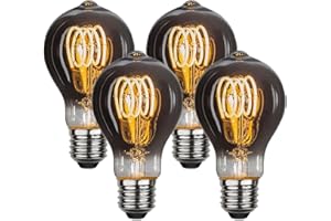 ESIP Lampadina LED,4 Pezzi Lampadina Vintage Edison E27 A60 4W Edison Lampadina,Luce Filamento Lampadina Luce Retrò Lampadine Lampadine Decorativo per Casa Ristorante Bar Caffe Negozio